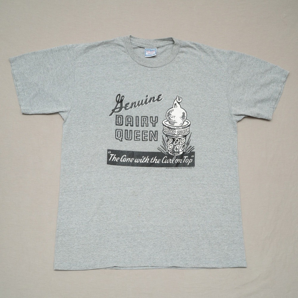 Vintage 90s 1998 Dairy Queen 50s Style‎ Logo All Sport USA XL T Shirt Grey